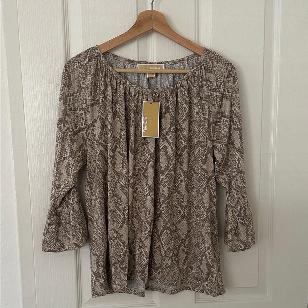 Michael Kors Brown Snake Print Blouse